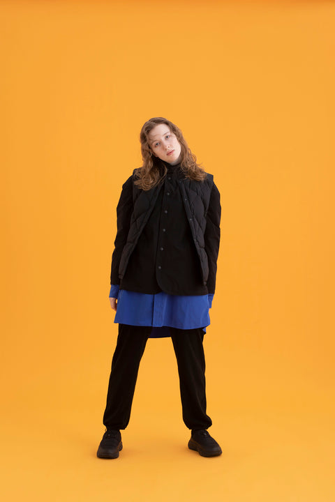 MIDDLE LAYER DOWN VEST- #01(BLACK)