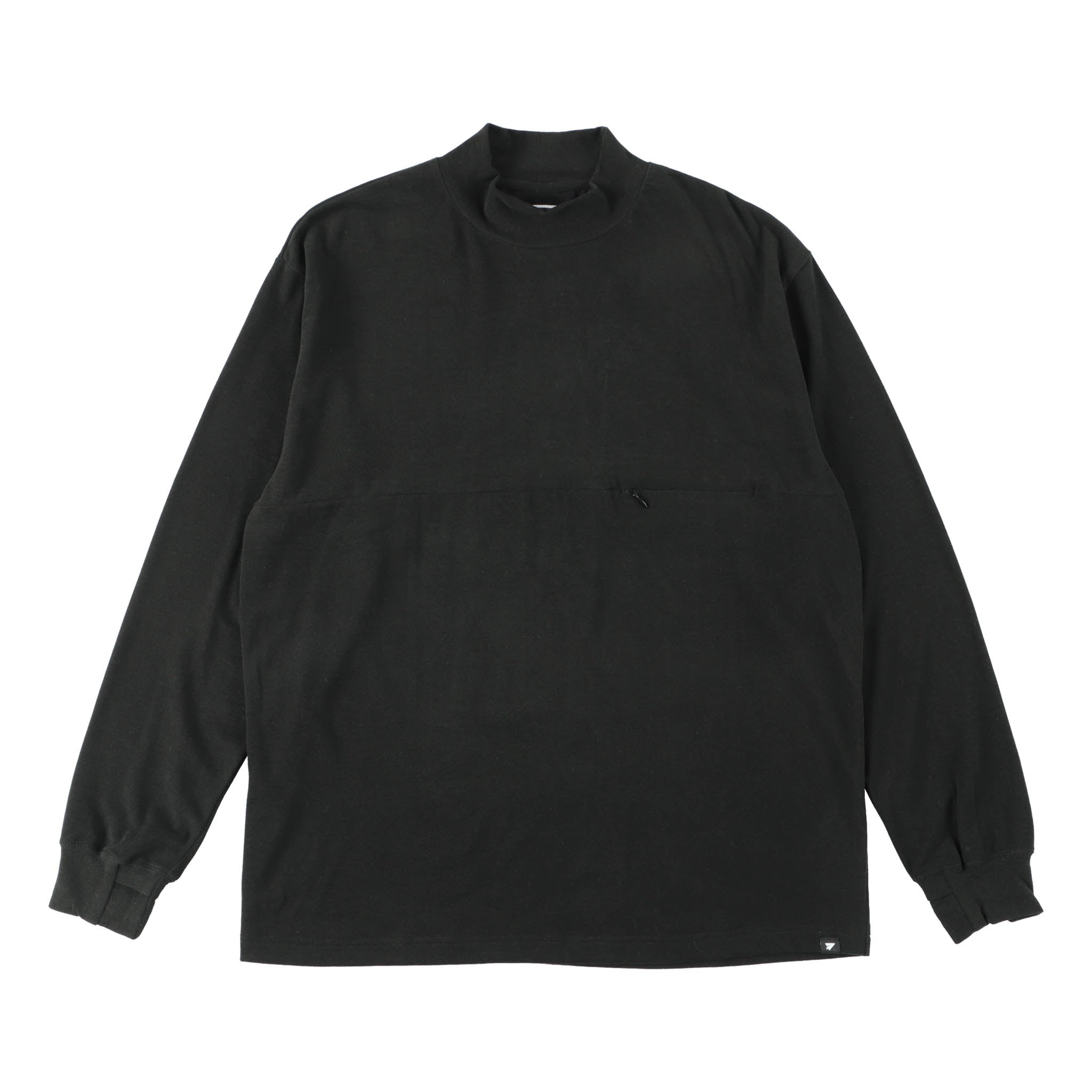 SKIN WARM MOCKNECK LONG T-SHIRT- #01(BLACK)