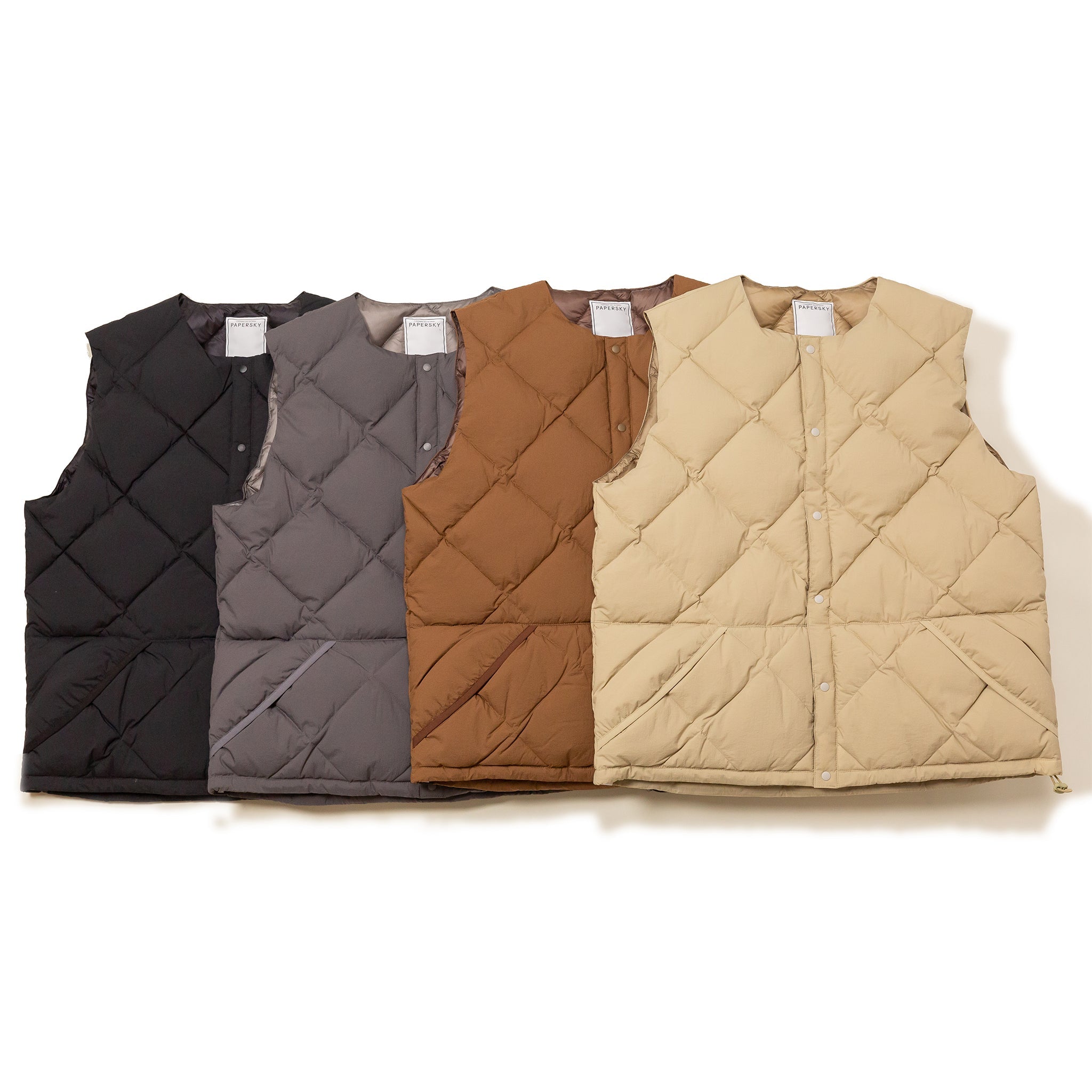 Middle Layer Down Vest- #82 (Beige) – PAPERSKY WEAR STORE